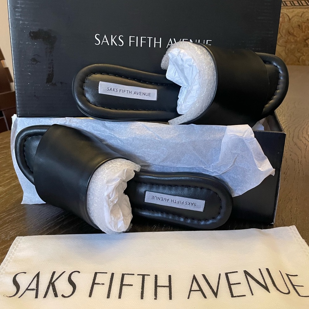 Saks Fifth Avenue, black leather shoe a leather feels like butter.